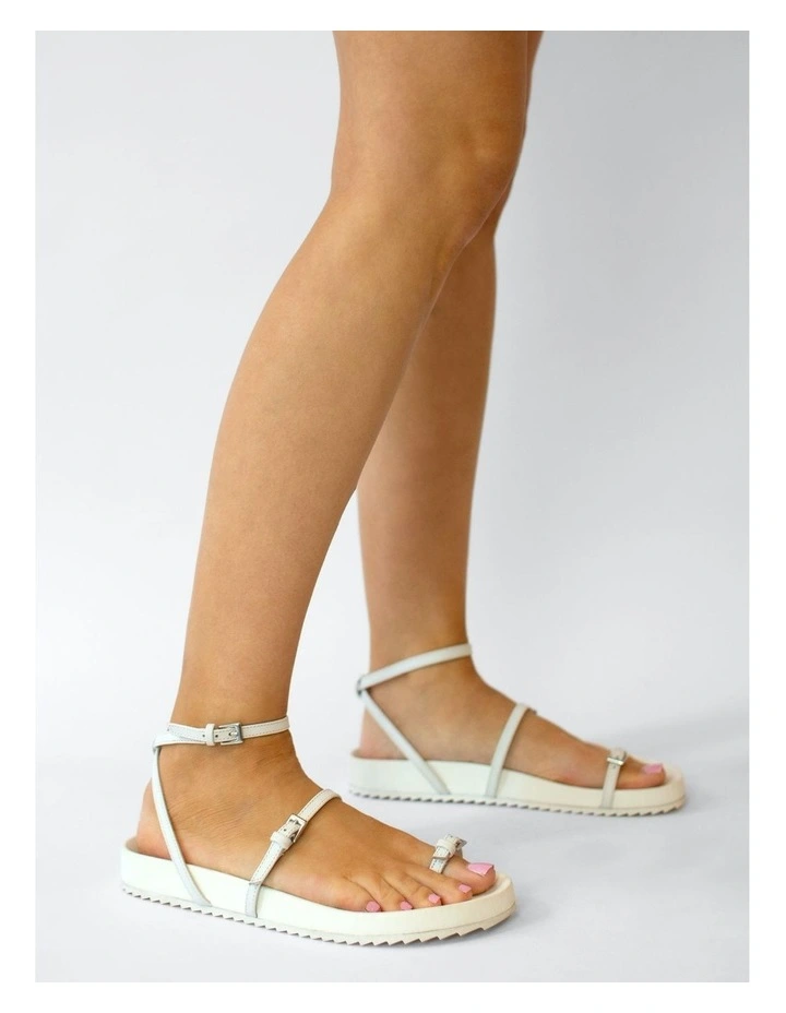 Domino Flat Sandals in White