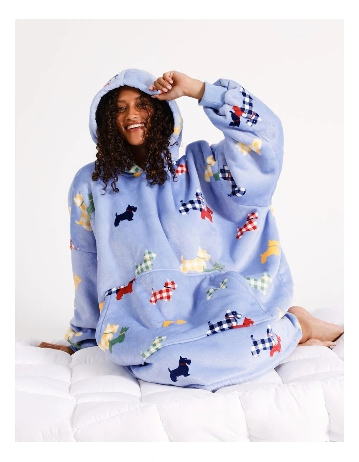 Oversized Hoodie in Blue Terrier