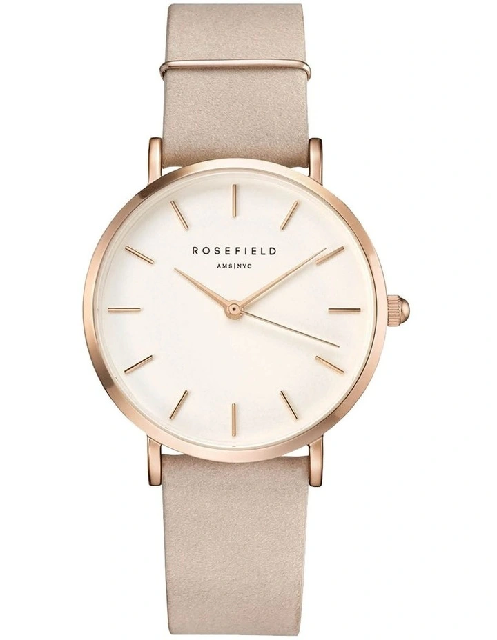 West Village Light Pink Suede Leather Analog Watch