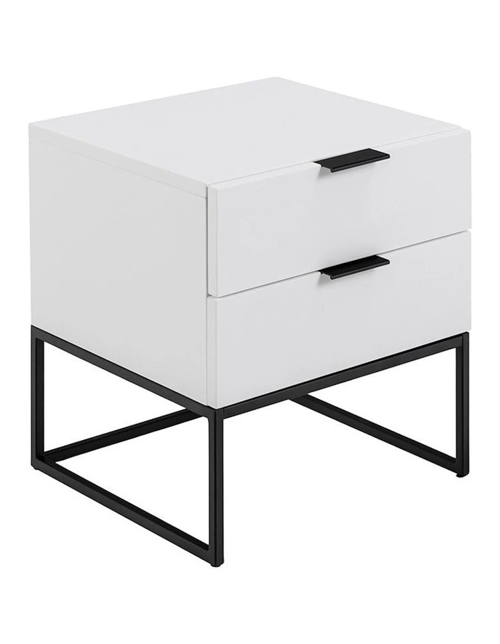 Svana Bedside Table 40cm in White/Black