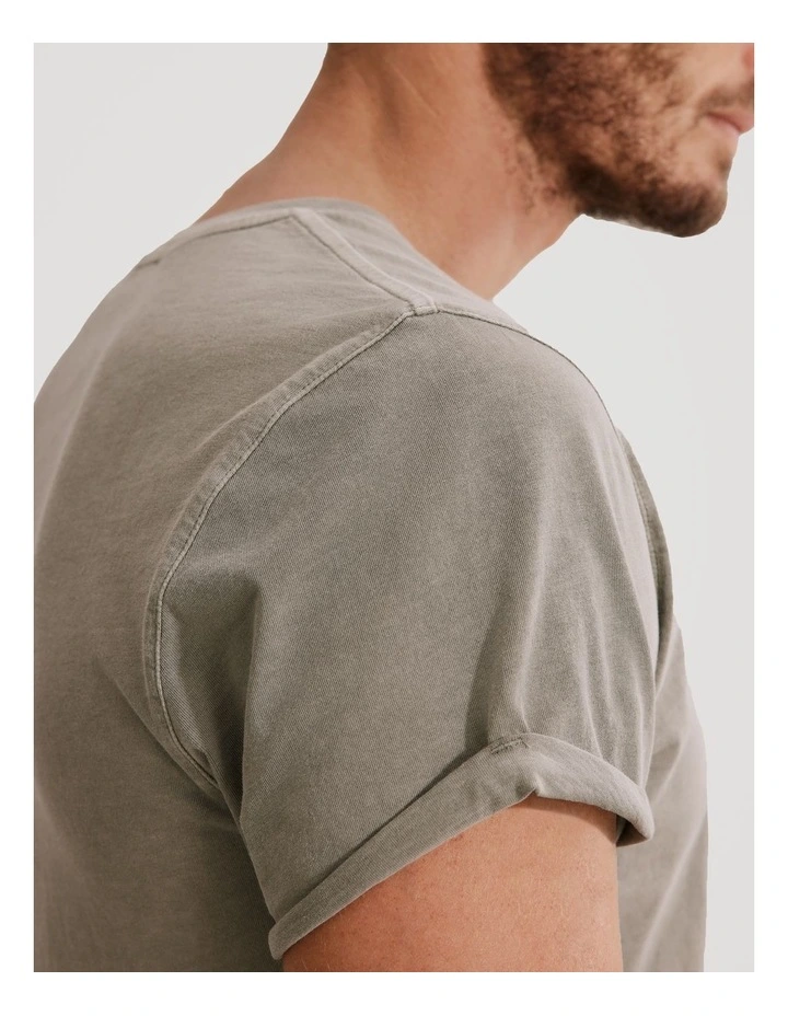 Australian Cotton Longline Garment Dyed T-shirt in Slate