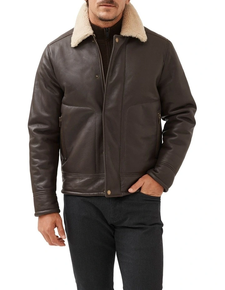 Arrowtown Shearling Leather Jacket in Mocha