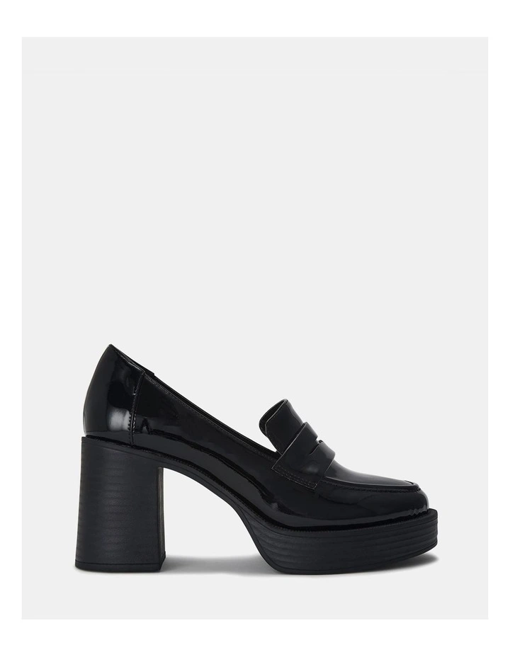 Eastan Heeled Loafers in Black Patent