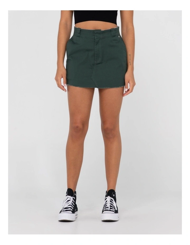 Bobbi Mid Rise Mini Skirt in Green