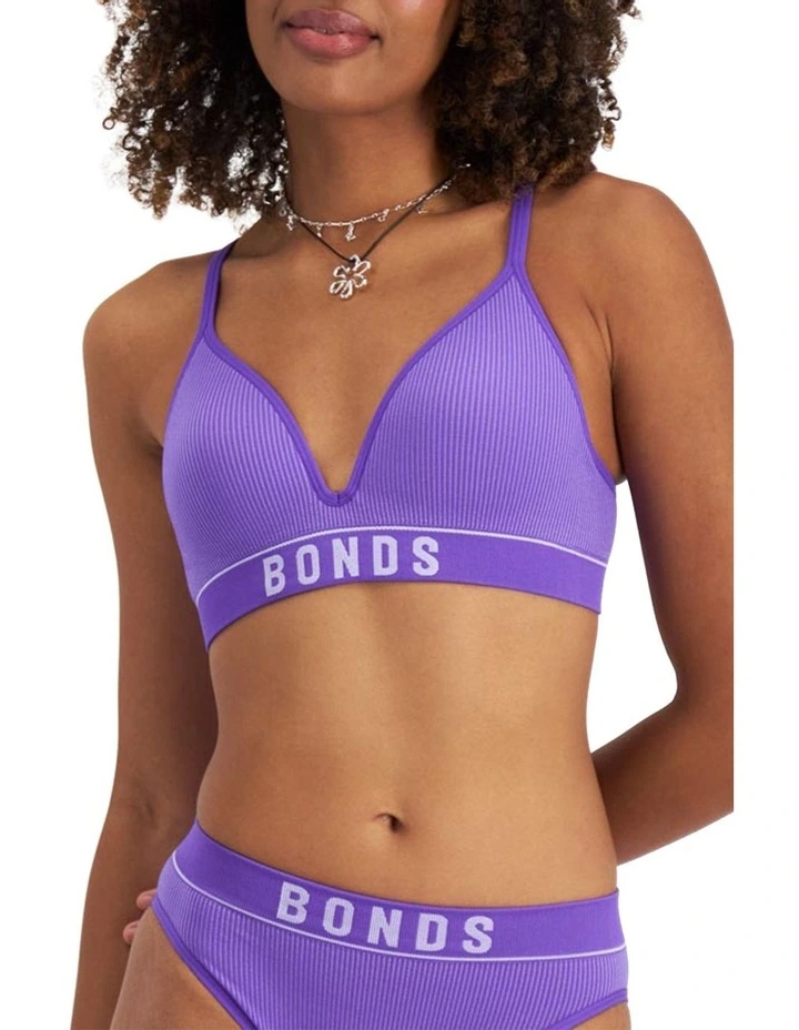 Retro Rib Tonal Wirefree Bra in Royal Buisness