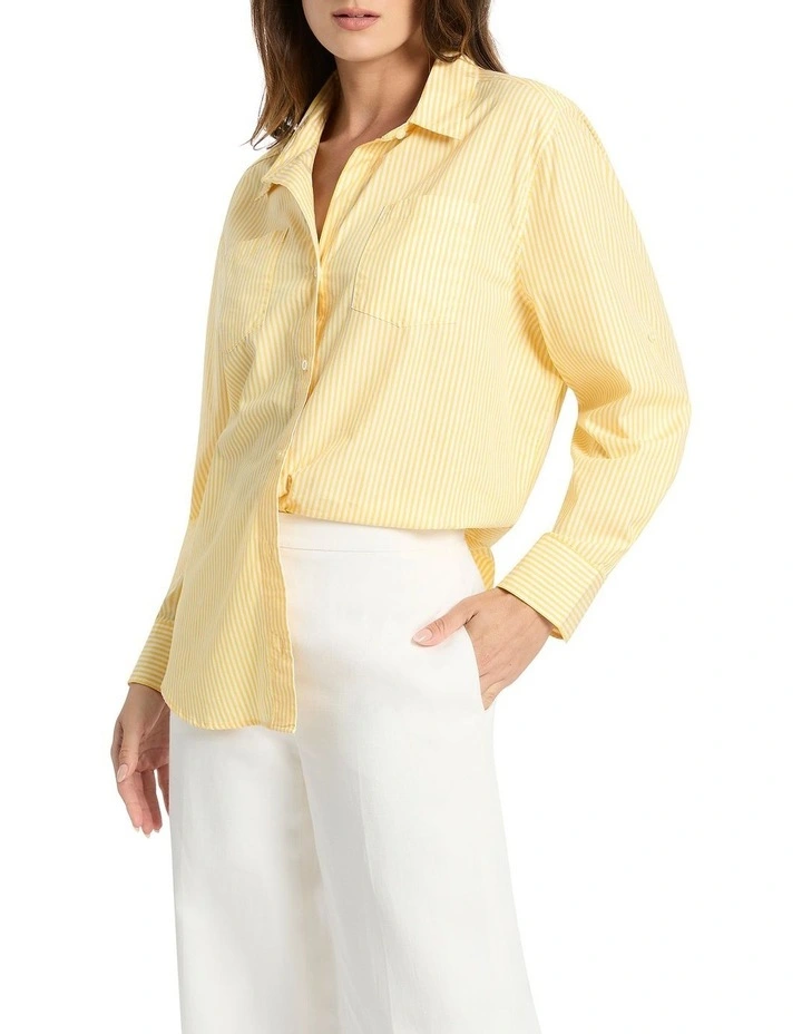 Sela Striped Overshirt in Daffodil