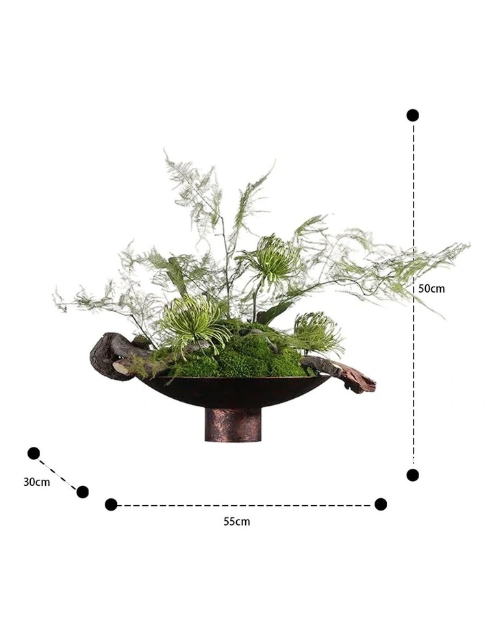 Preserved Moss Art in Metal Iron Base & Bonsai Fragrance