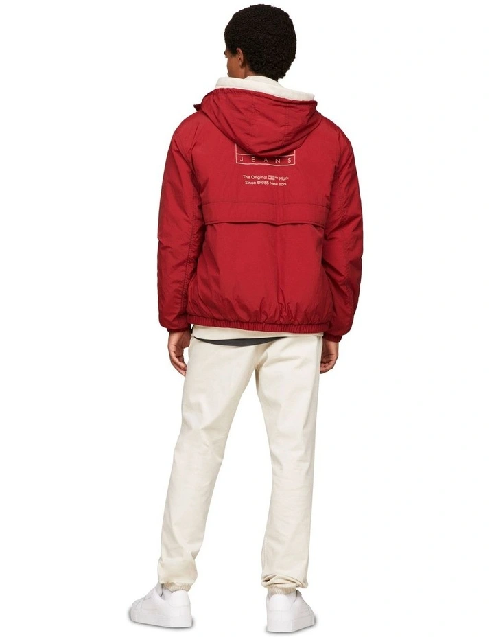 Tonal Logo Hooded Jacket in Red