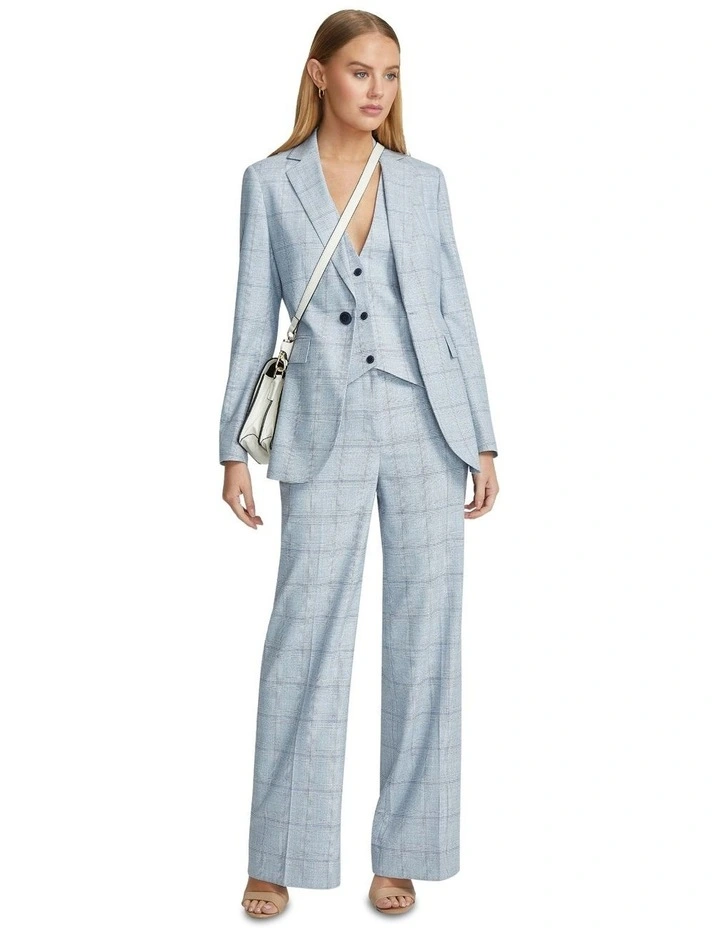 Ebony Eco Checked Suit Jacket in Blue