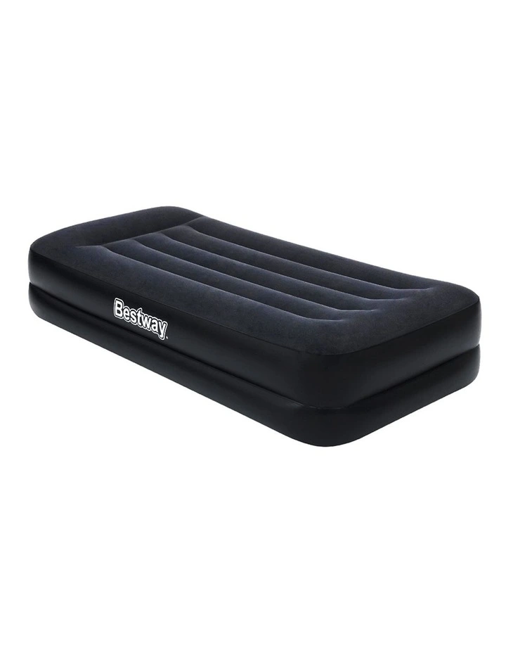 Inflatable Single Size Built-in Pump Camping Air Mattress Bed in Black