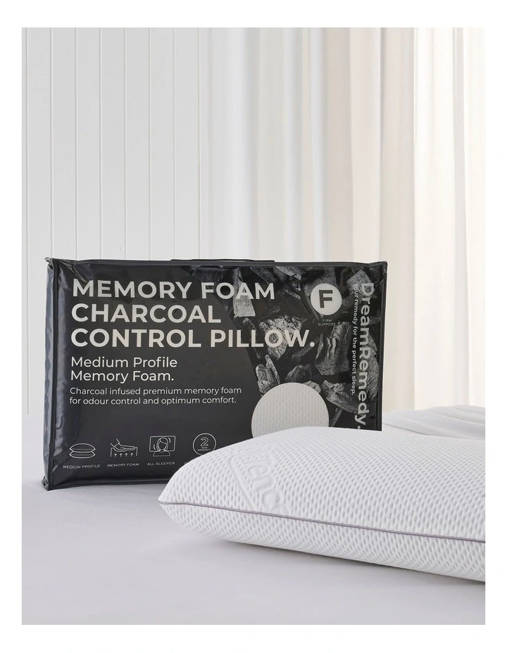 Charcoal Memory Foam Pillow in White