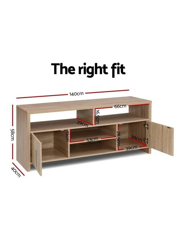 TV Cabinet Entertainment Unit Stand Storage Shelf Sideboard 140cm Oak