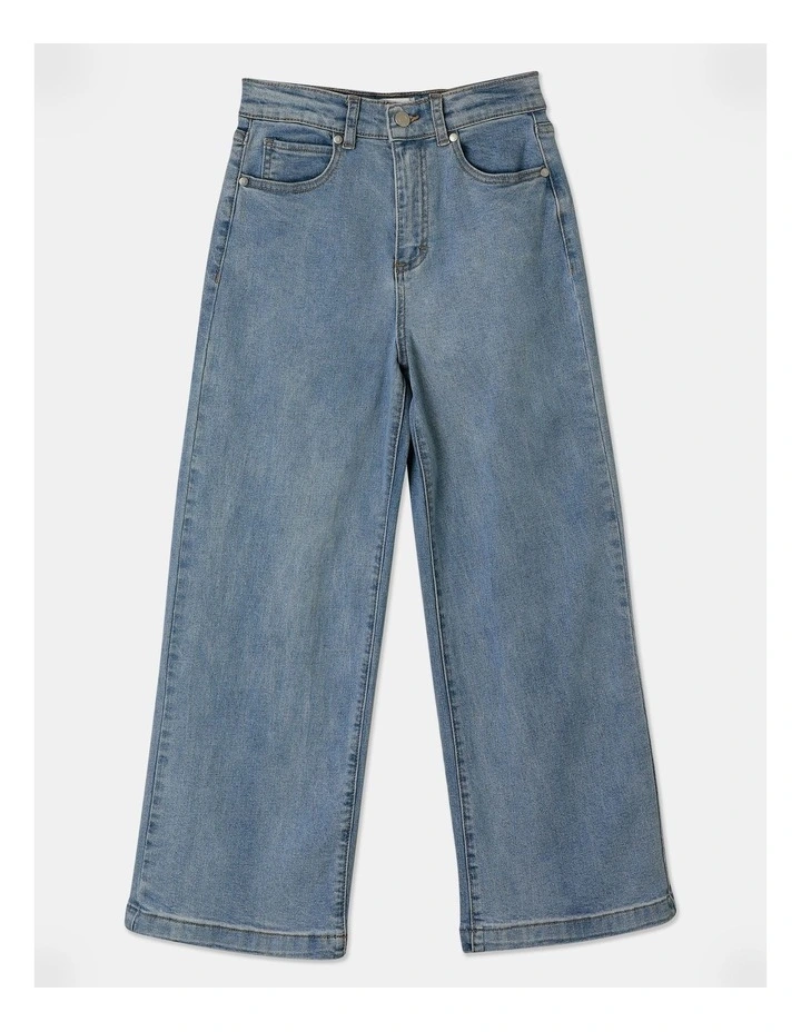 High Rise Wide Leg Jean in Light Blue