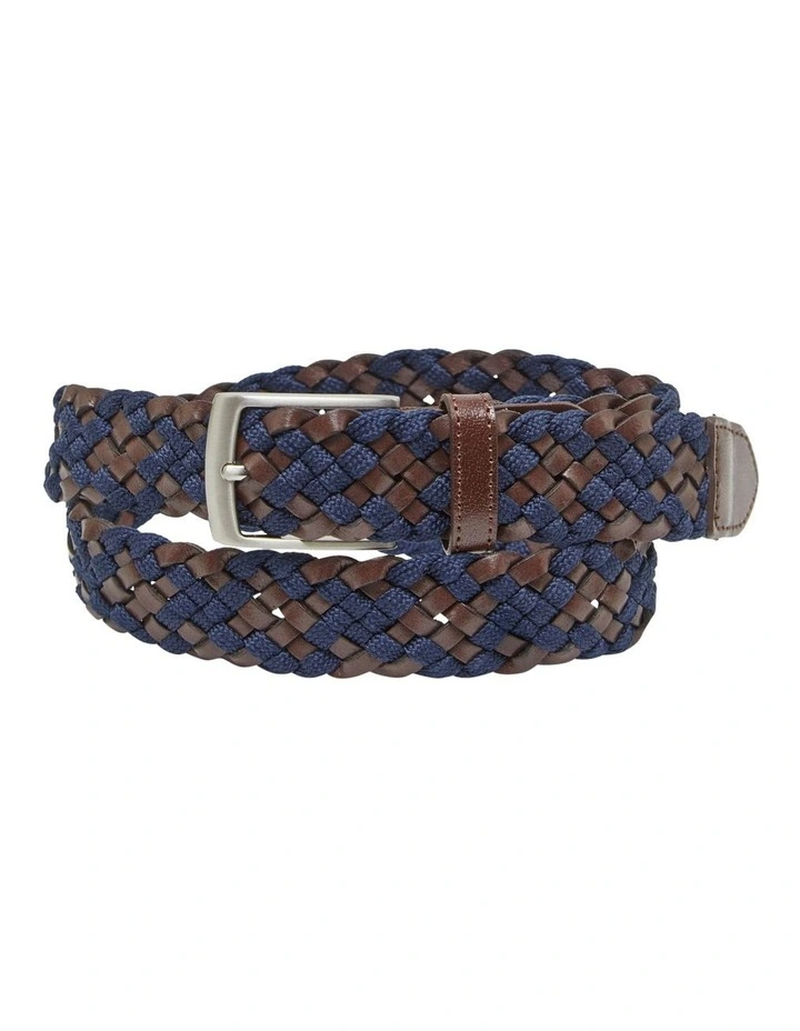 Keating Plaited Belt in Navy Blue