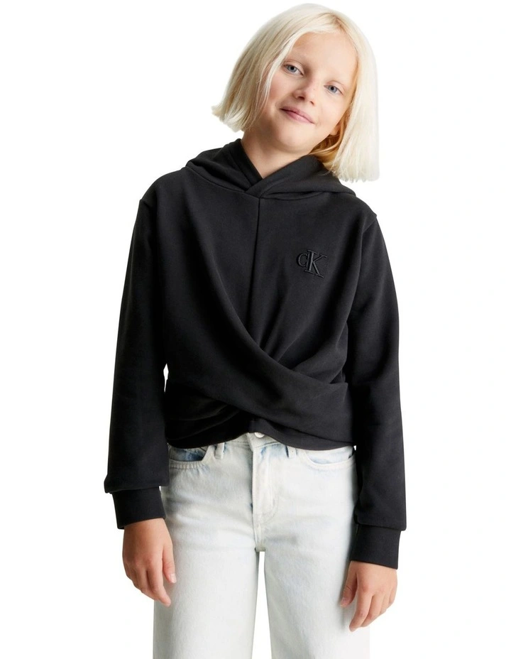 Soft Twist Hoodie in Black