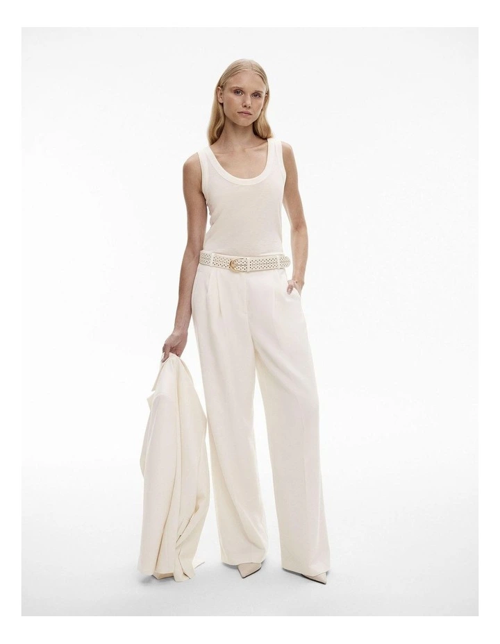Laser-cut Jeans Belt in Oatmeal