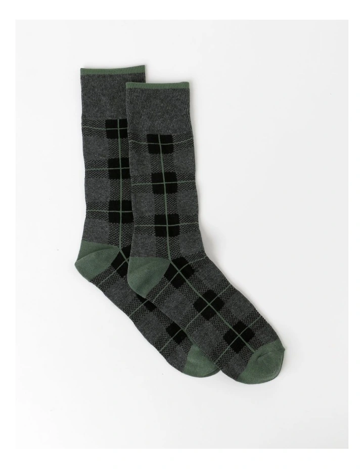 Check Socks in Warm Grey Marle