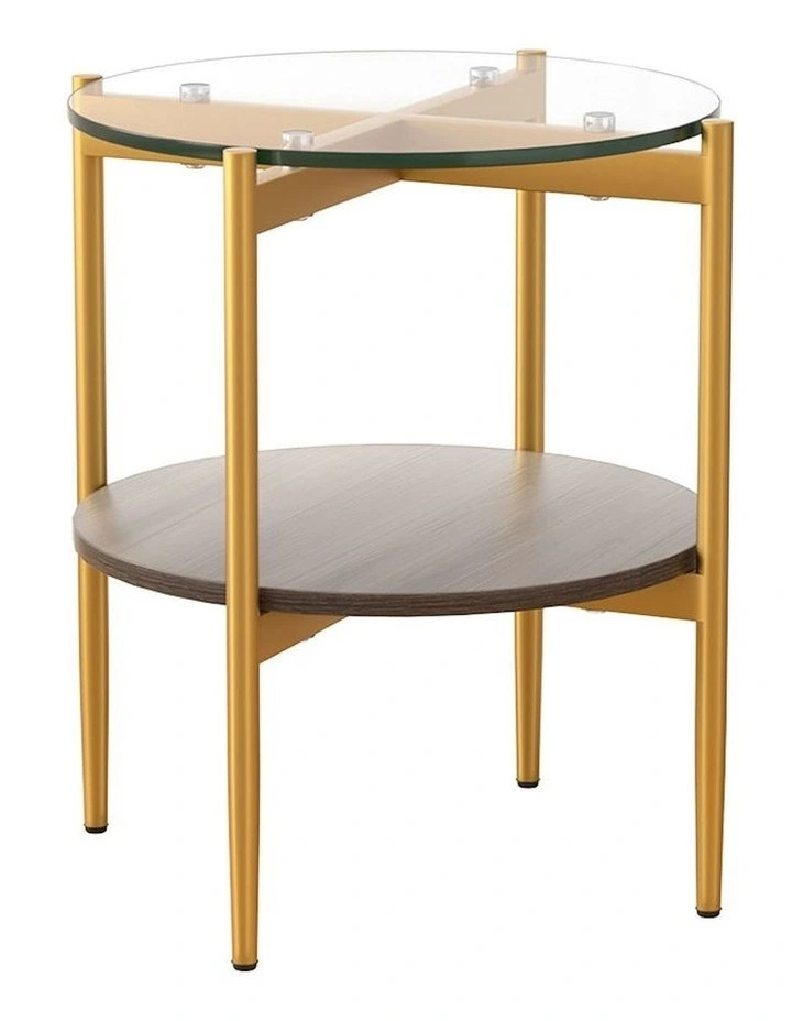 Carol Tempered Glass Round Coffee Table in Brown
