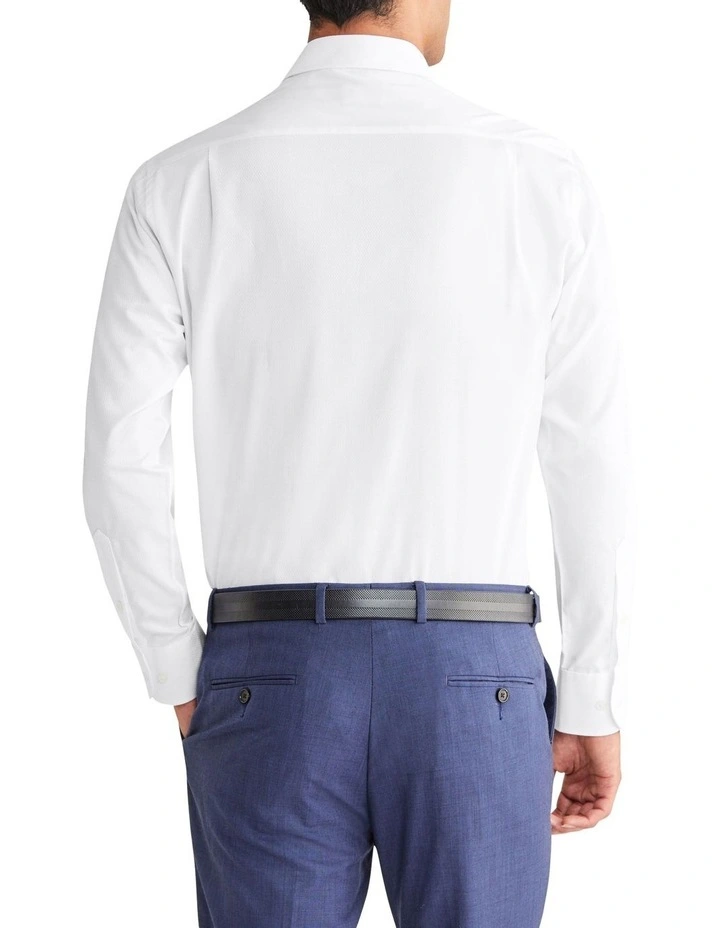 Classic Long Sleeves Shirt 1 Col Dobby in White