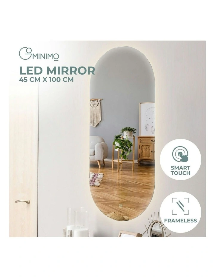 LED Oval Vanity Mirror 1000mm in White