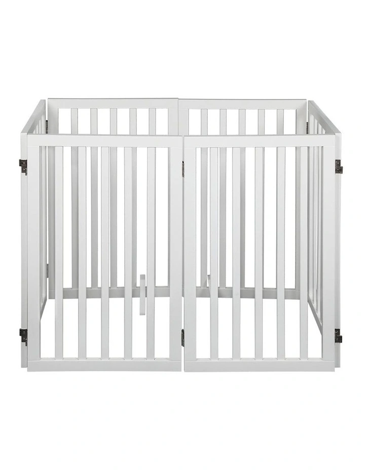 Wooden Pet Gate Dog in White