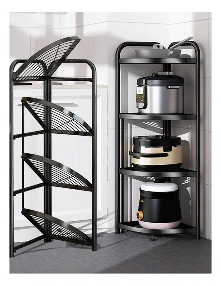 4 Tier Steel Triangular Corner Stand in Black