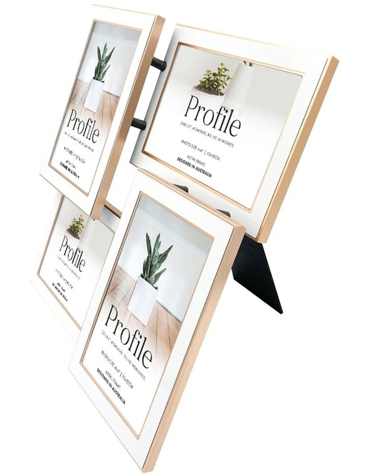 Eternal Solid Metal Collage Photo Frame Multi 4 4x6" in White/Rose Gold
