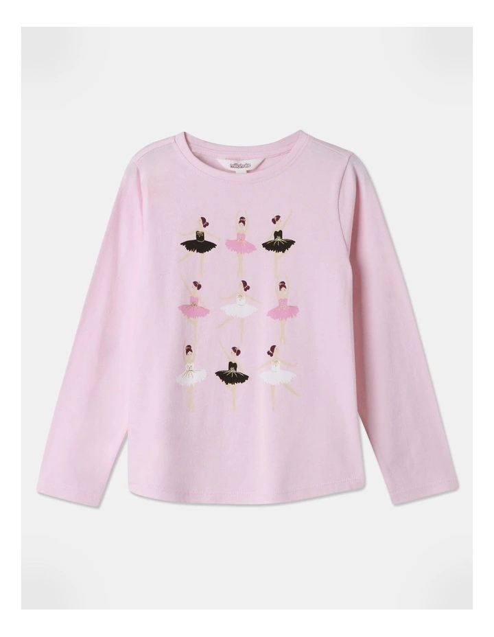 Essential Nine Ballerinas Long Sleeve Tee in Light Pink