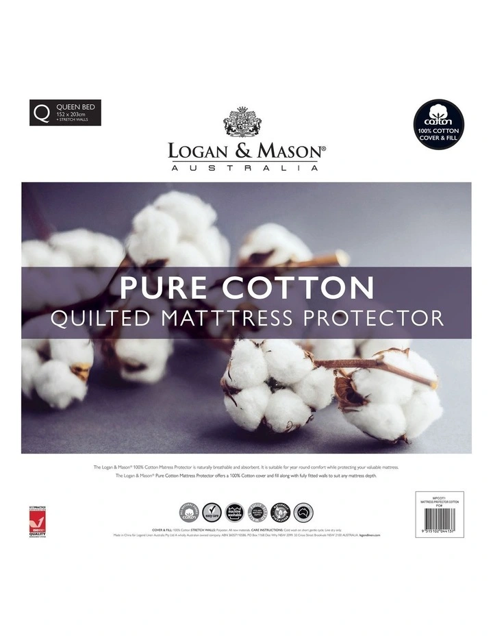 Cotton Mattress Protector in White