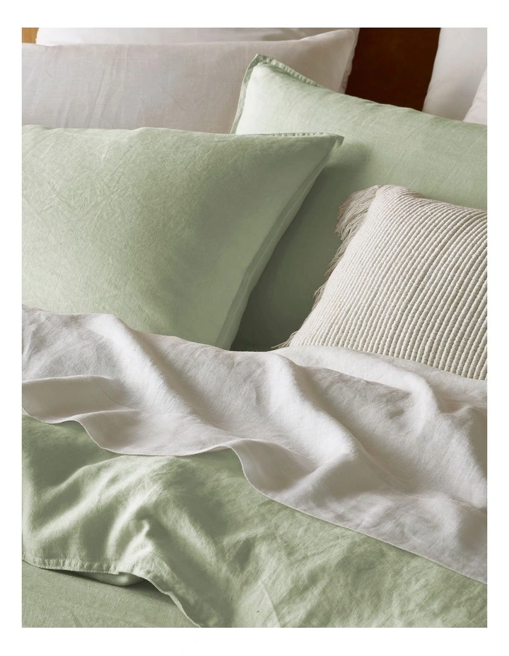 Sandy Cape Washed Belgian Linen Quilt Cover Set in Morning Mist