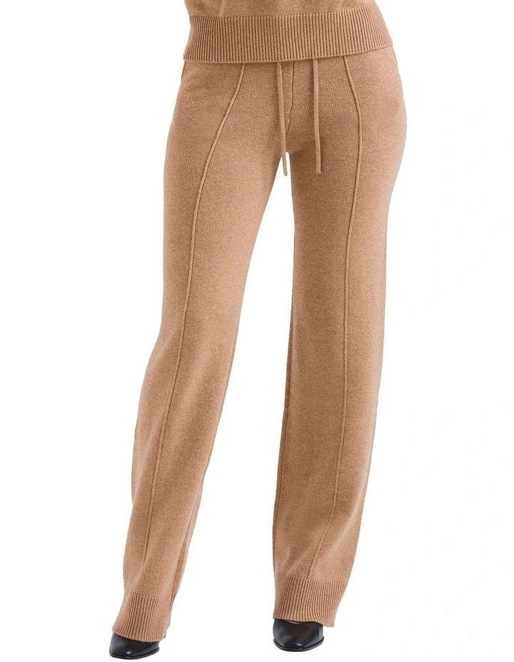 Yalina Cashmere Blend Trousers in Camel