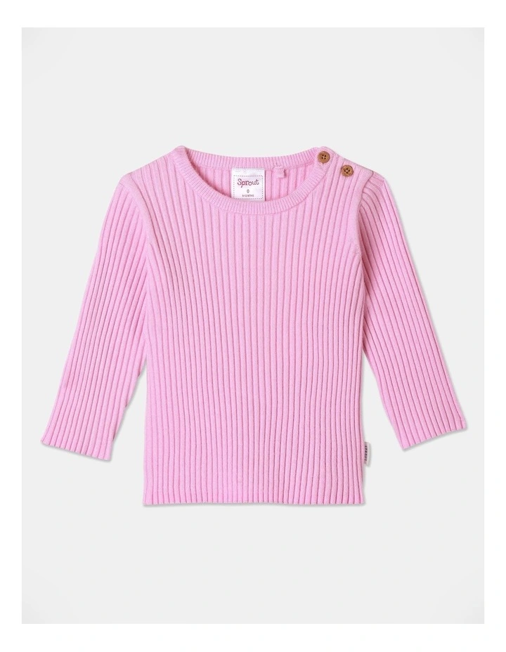 Essential Rib Longsleeve Top in Pink