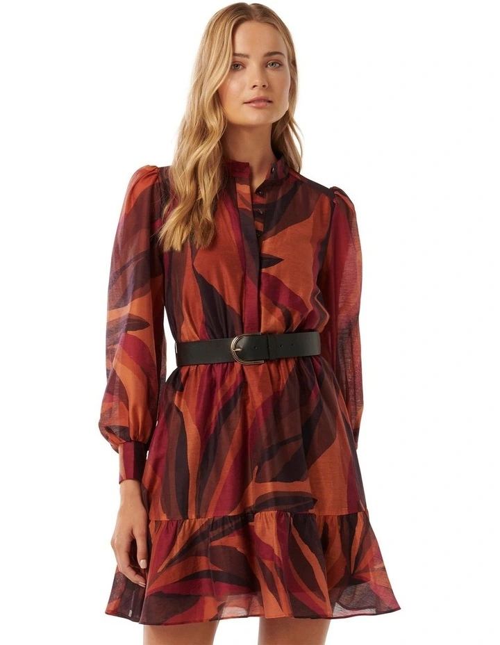 Hollie Blouson Sleeve Mini Dress in Multi
