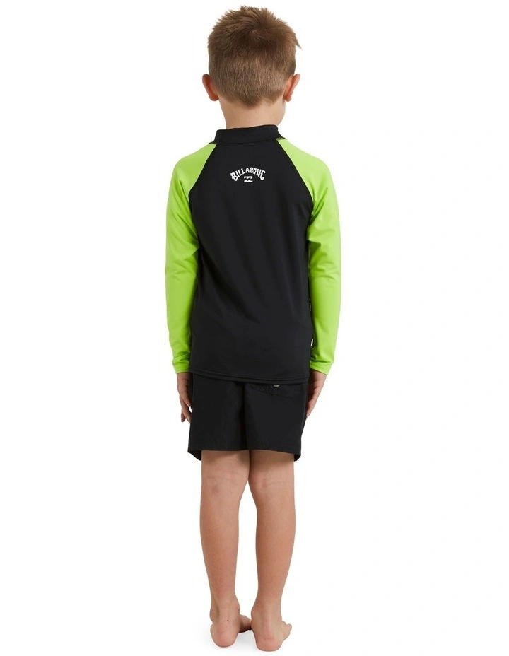 All Day Arch Rash Vest Swimwear in Black/Neon Yellow