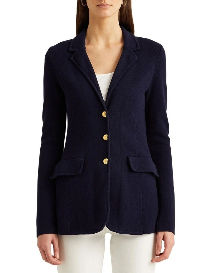 Combed Cotton Blazer in Blue