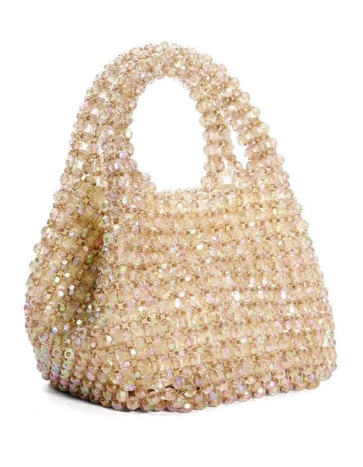 Briella Beaded Shoulder Bag in Mink