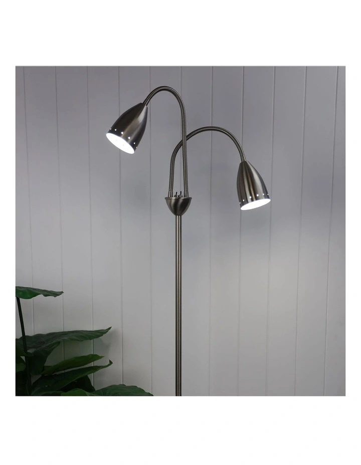 Stan Twin Floor Lamp Brushed Chrome