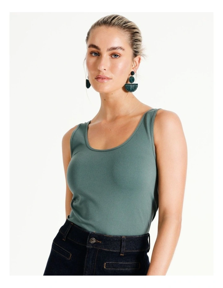 Seamfree Recycled Blend Tank In Khaki