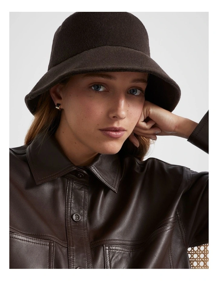 Blanket Stitch Bucket Hat in Dark Espresso