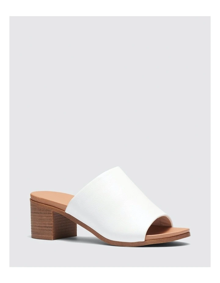 Fussy Heel Mules in White