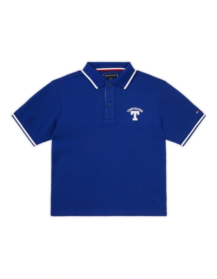 Boys 8-16 Varsity Back Logo Polo in Blue