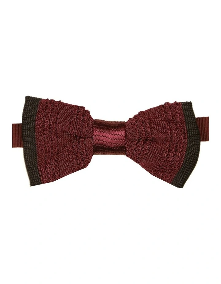 Barre Knitted Bow Tie in Burgundy/Black