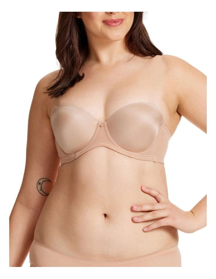 Sheer Support Full Coverage Strapless Bra in Beige