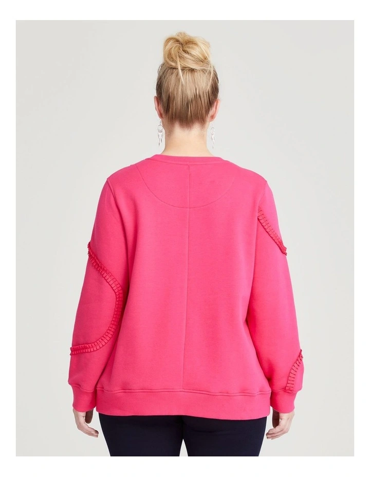 Cotton Ribbon Swirl Sweatshirt in Dark Fuchsia
