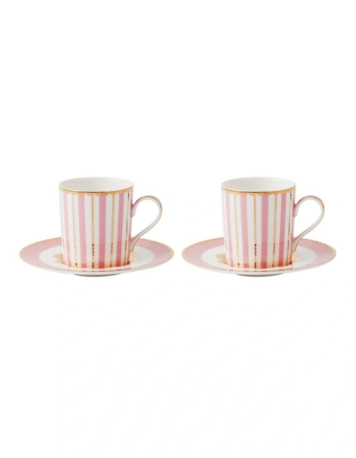 Gift Boxed Teas & C's Regency Demi Cup & Saucer 100ml Set of 2 in Pink