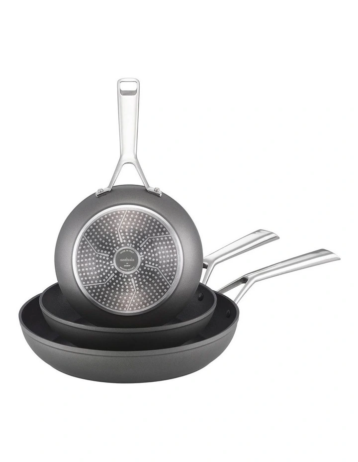Per Bellezza Nonstick Induction Open Skillet Triple Pack in Grey