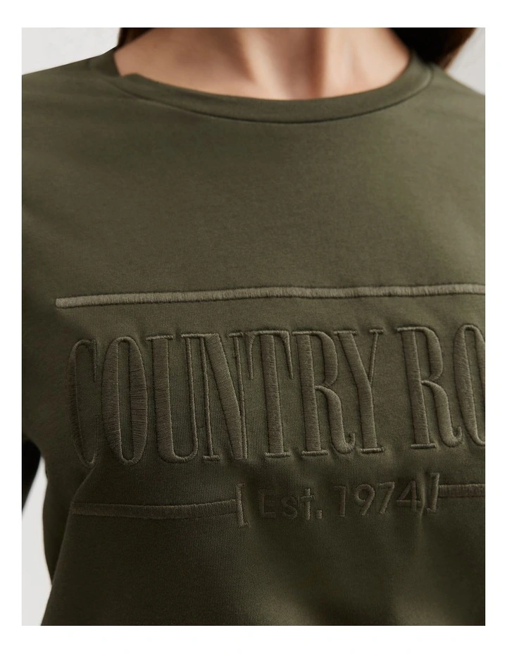 Cotton Heritage Embroidered T-shirt in Hunter Green