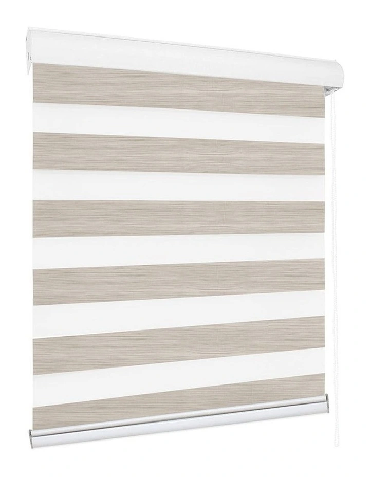 Blackout Zebra Roller Blind Curtains Double Window Sunshade 90x210 in Beige