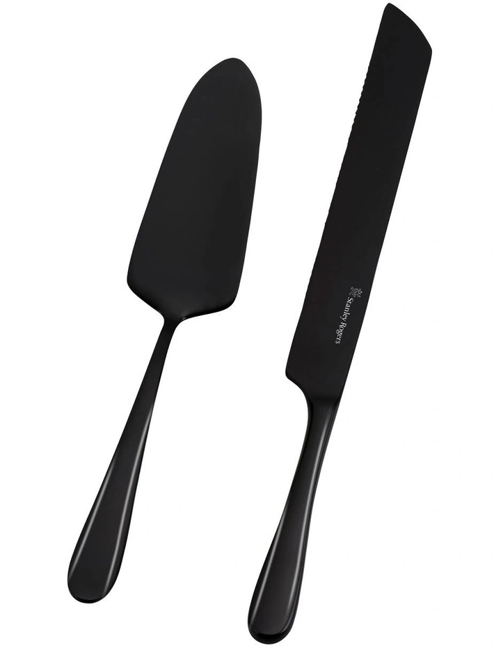 Albany Onyx Cake Knife & Server 2 Piece Set in Black