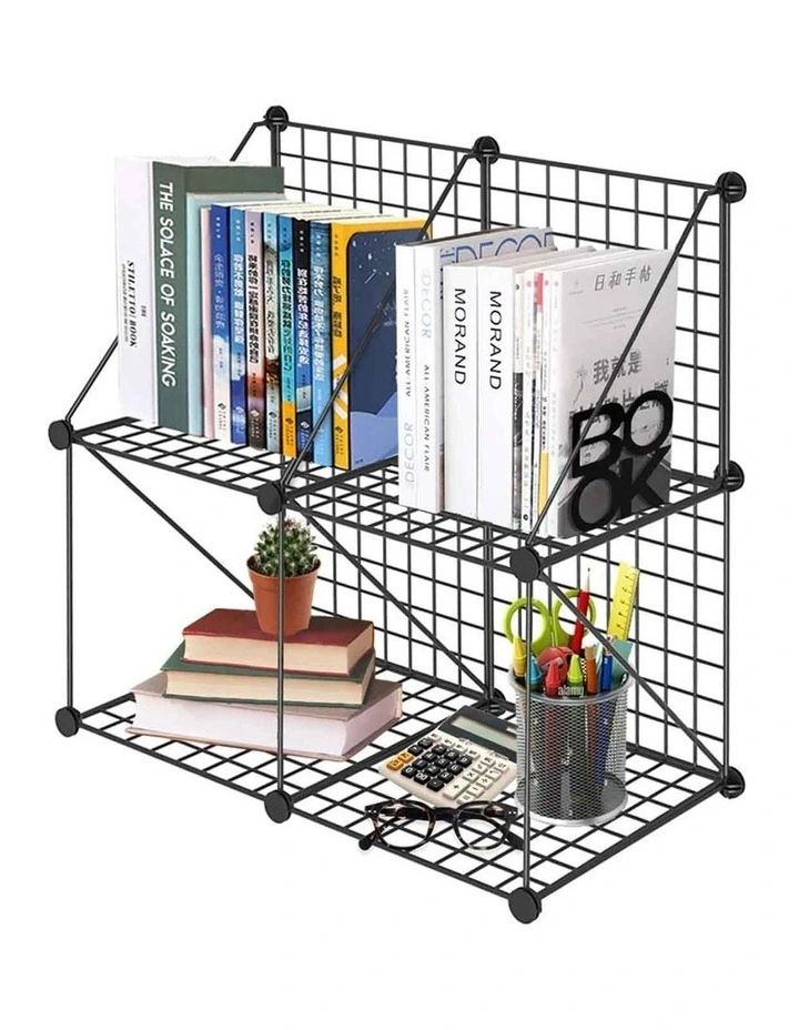 Portable 4-Cube 2 Column Storage Foldable Modular Grid in Black